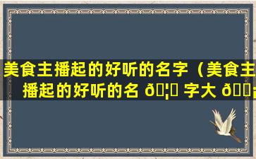 美食主播起的好听的名字（美食主播起的好听的名 🦄 字大 🐡 全）